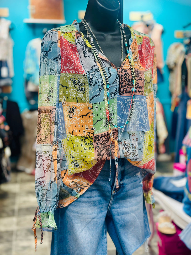 Shop Envi Me Tops and Tunics The Bella's Bandana Chiffon Top