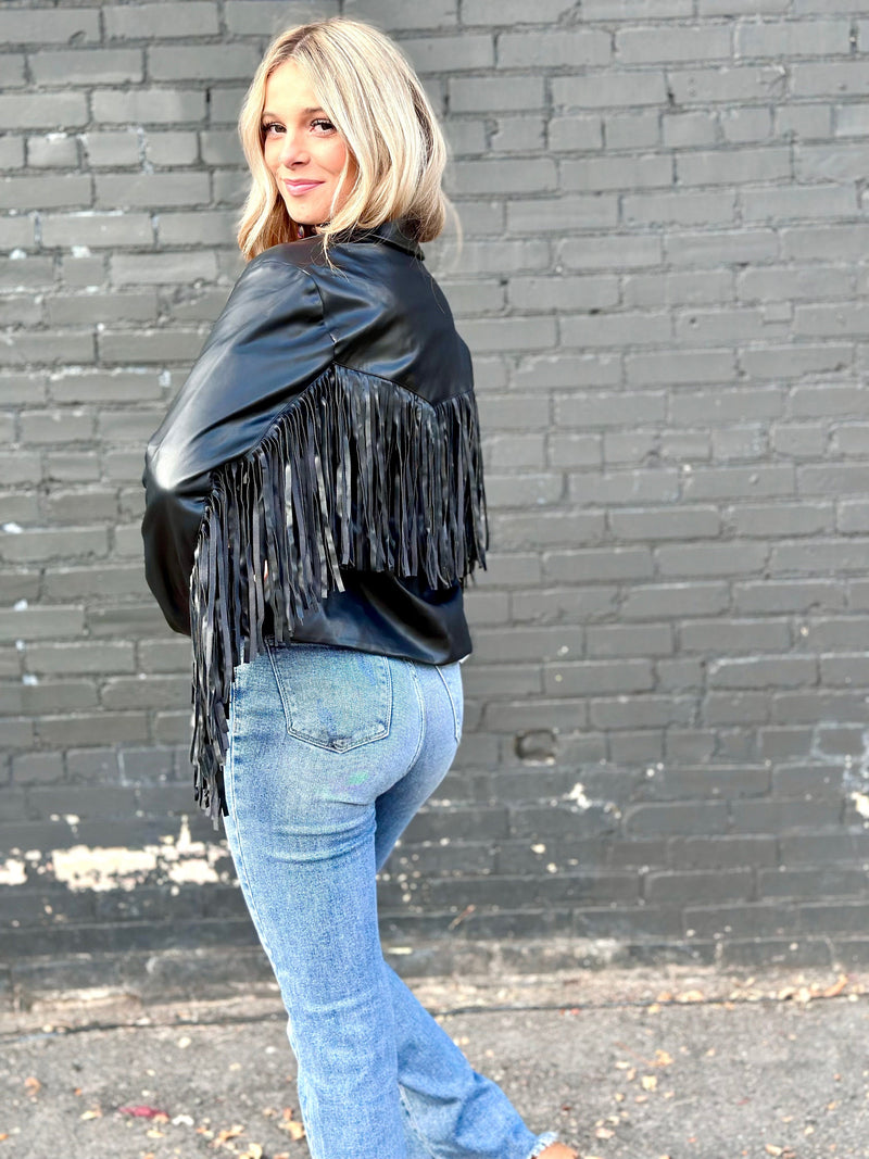 Shop Envi Me Outerwear The Biker Babe Fringe Jacket