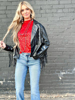 Shop Envi Me Outerwear The Biker Babe Fringe Jacket