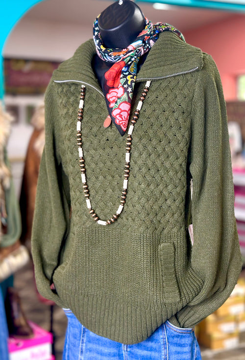 Shop Envi Me tops The Billings Basket Stamp Green Cowboy 🤠 Sweater