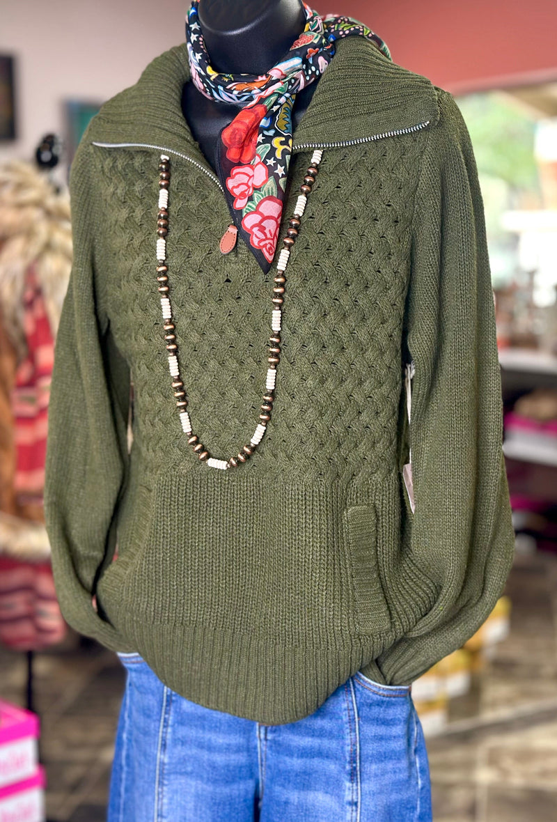 Shop Envi Me tops The Billings Basket Stamp Green Cowboy 🤠 Sweater