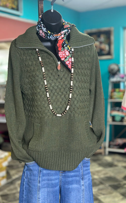 Shop Envi Me tops The Billings Basket Stamp Green Cowboy 🤠 Sweater