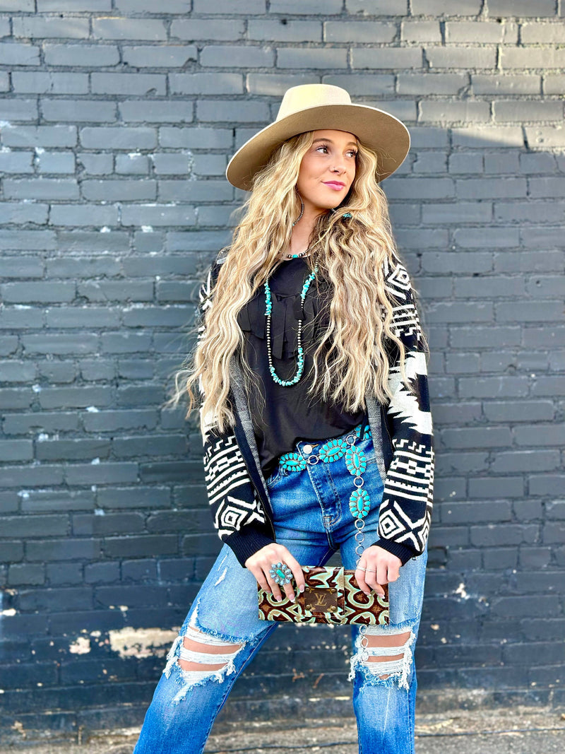 Shop Envi Me Cardigans and Kimonos The Black Bandera Aztec Cardigan