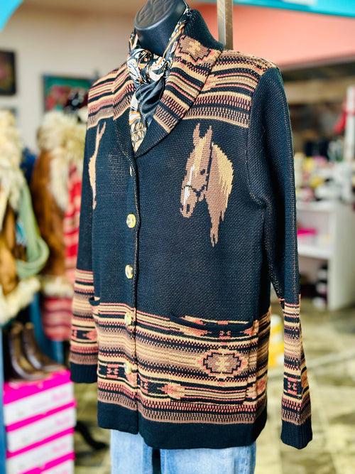 Shop Envi Me Cardigans and Kimonos The Black Bozeman Vintage Horse Cardigan