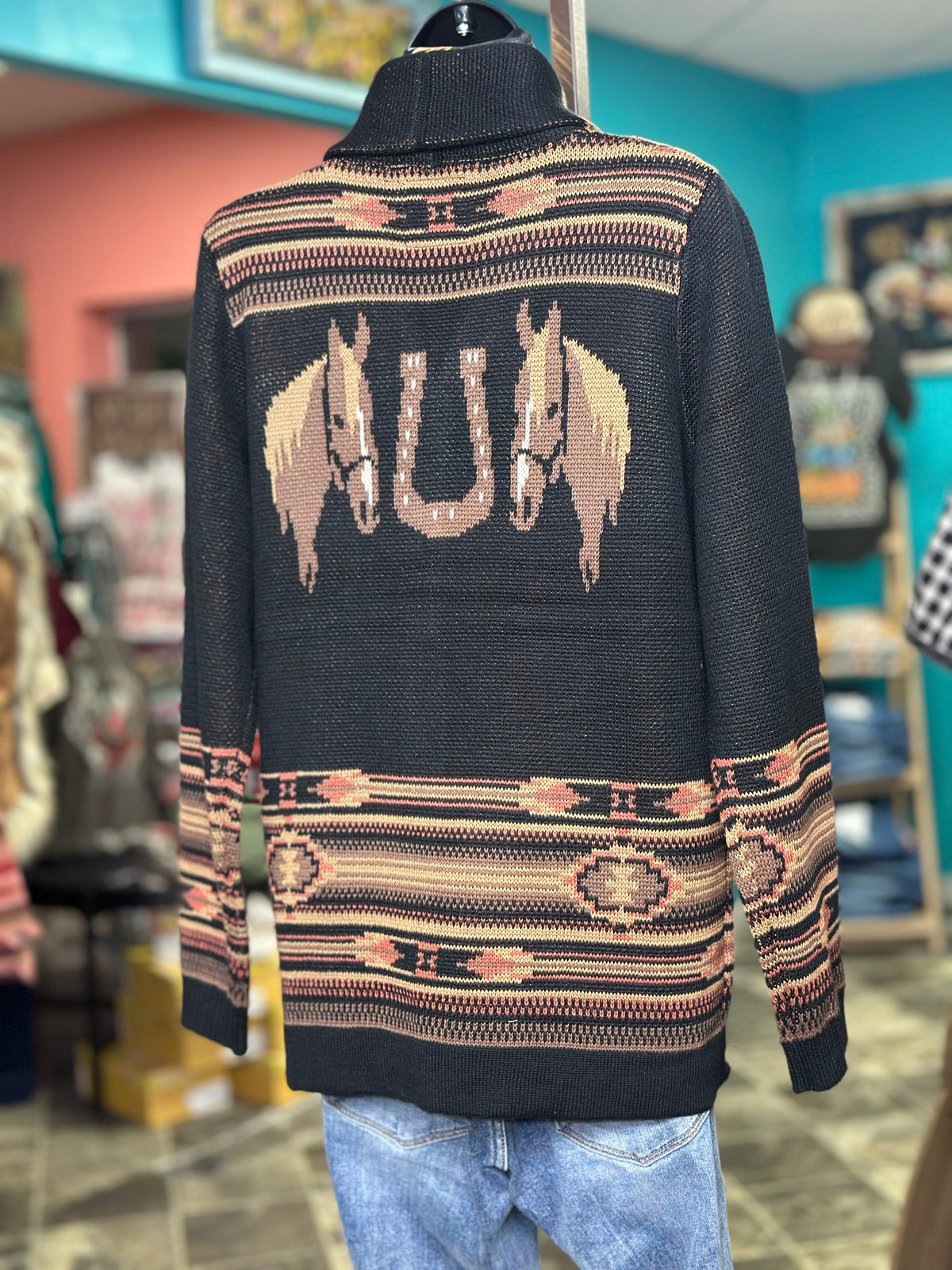 Shop Envi Me Cardigans and Kimonos The Black Bozeman Vintage Horse Cardigan