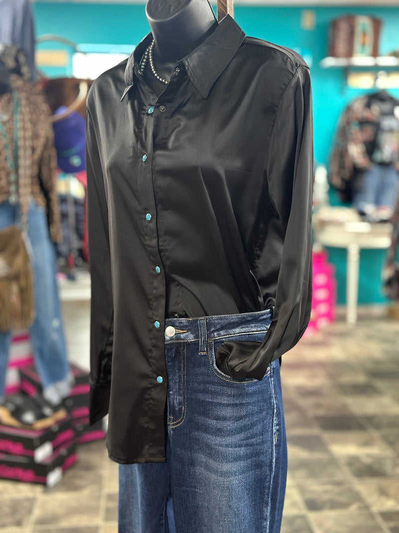 Shop Envi Me Tops and Tunics The Black City Nights Satin Top