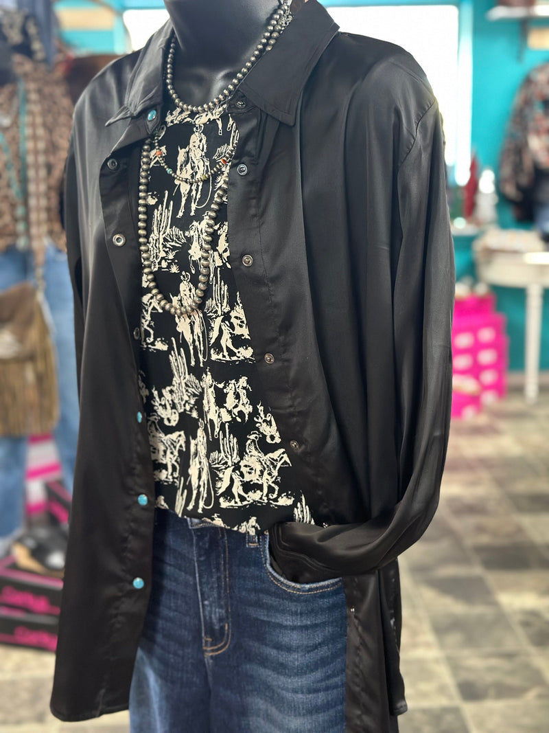 Shop Envi Me Tops and Tunics The Black City Nights Satin Top