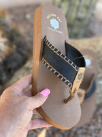 Yellow Box Footwear The Black Desert Western Whip Stitch Flip Flop