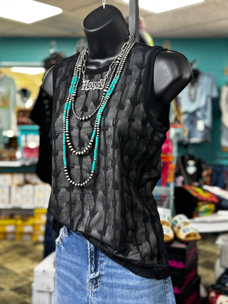 Shop Envi Me Tops and Tunics The Black Lindy Lace Western Sleeveless Top