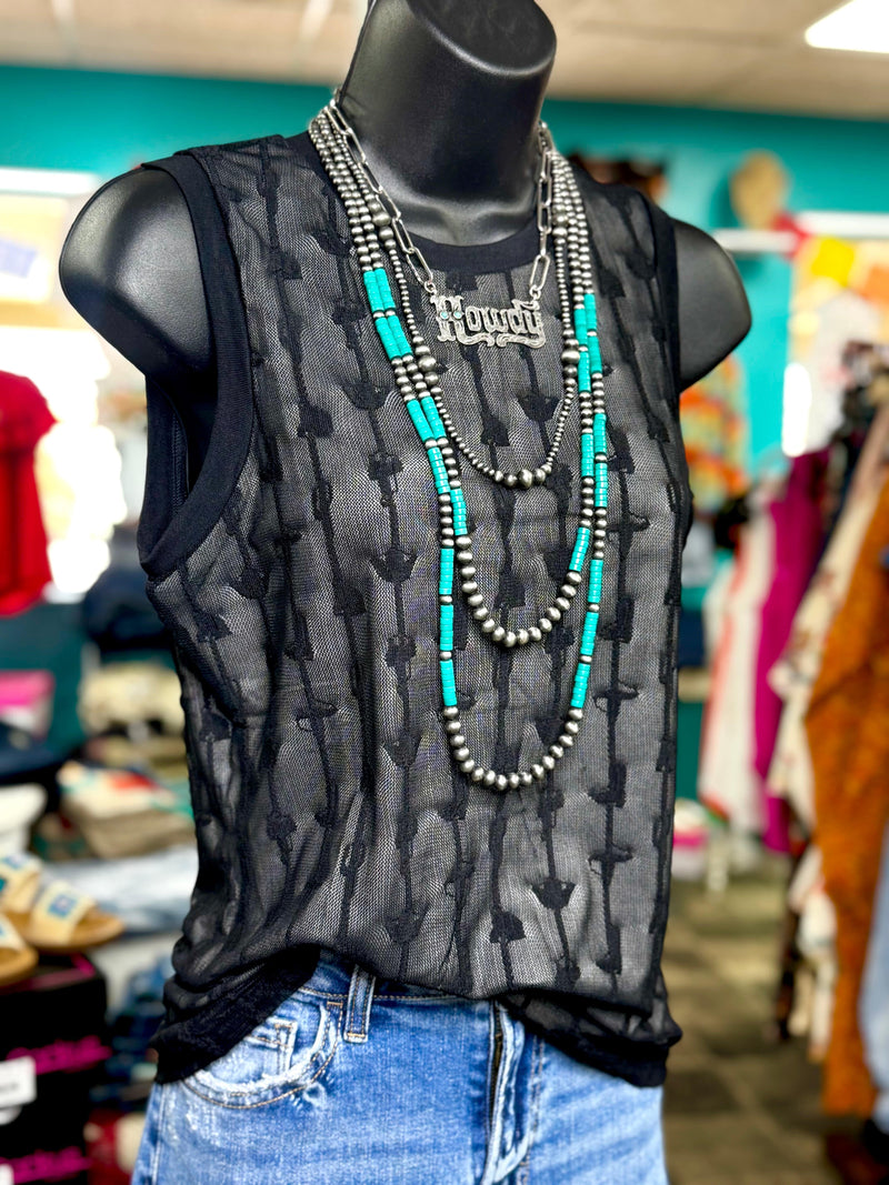 Shop Envi Me Tops and Tunics The Black Lindy Lace Western Sleeveless Top