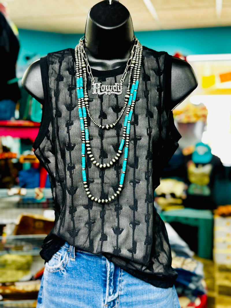 Shop Envi Me Tops and Tunics The Black Lindy Lace Western Sleeveless Top
