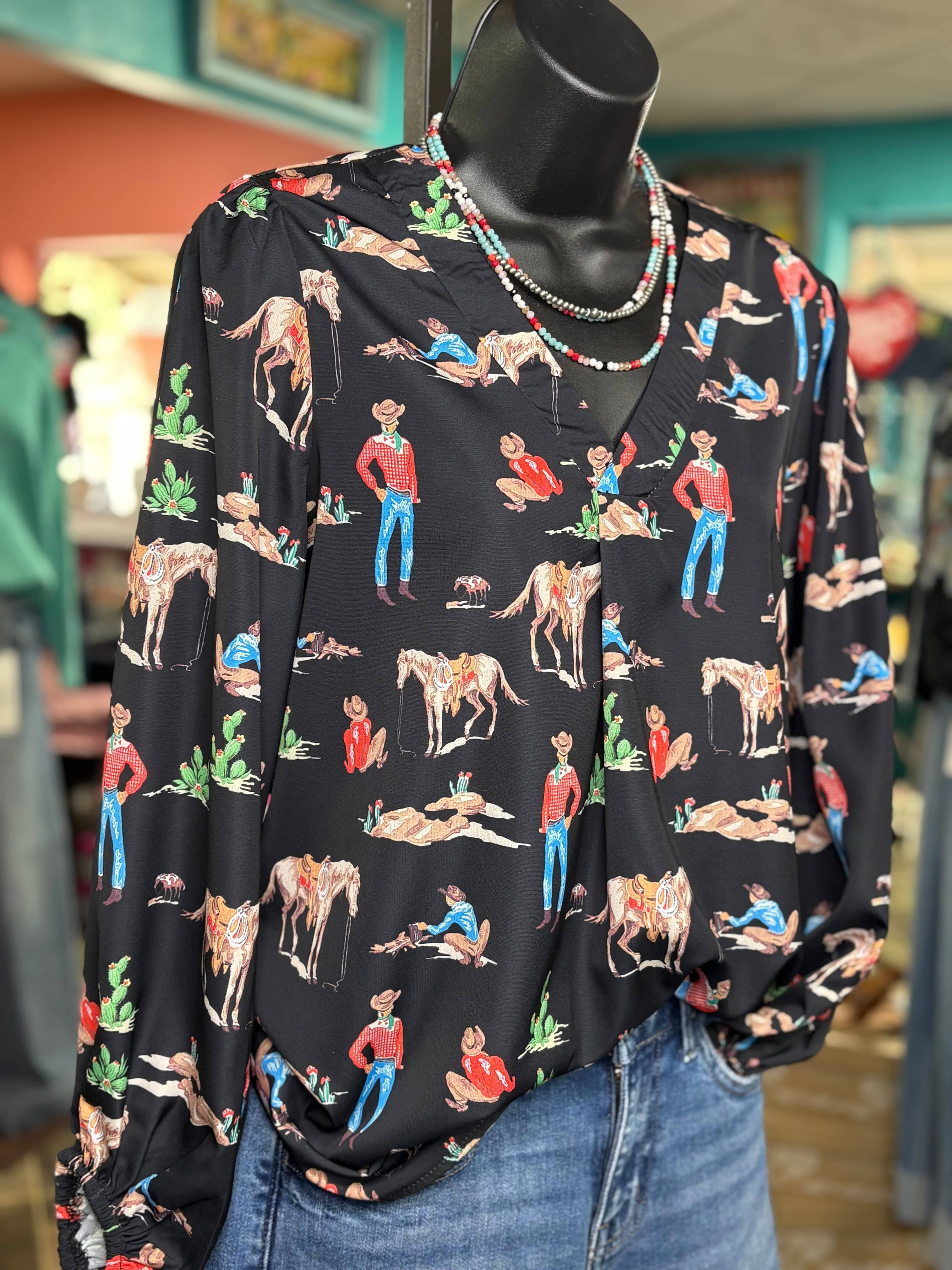 Shop Envi Me Tops and Tunics The Black Plains Western Ranch Top