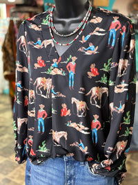 Shop Envi Me Tops and Tunics The Black Plains Western Ranch Top