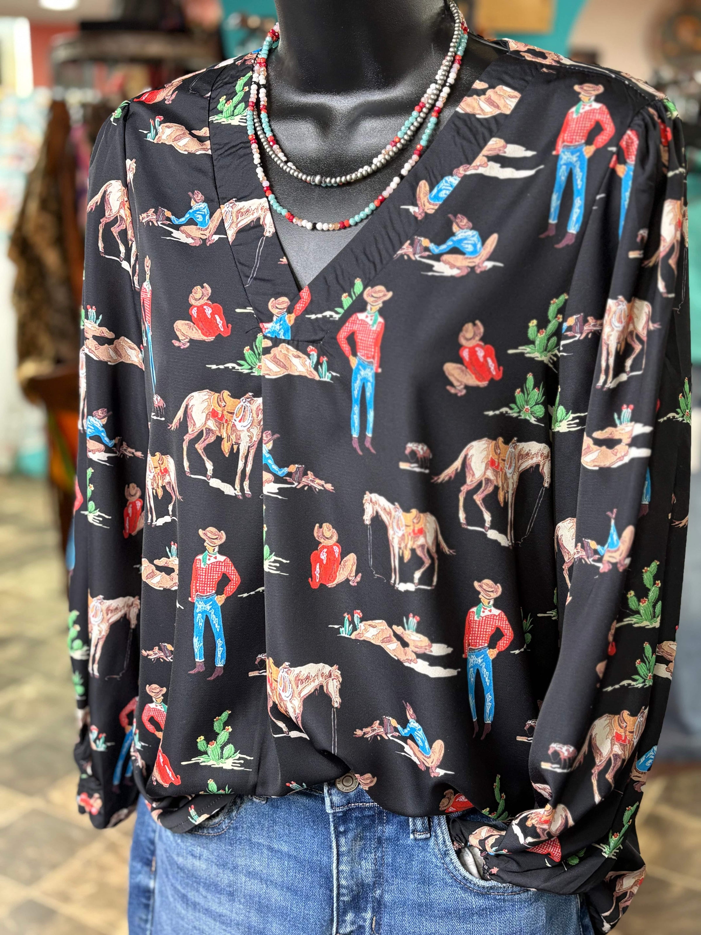Shop Envi Me Tops and Tunics The Black Plains Western Ranch Top