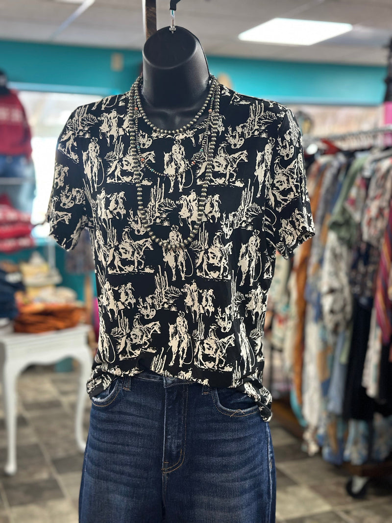 Shop Envi Me Tops and Tunics The Black Santa Oso Cowboy Top