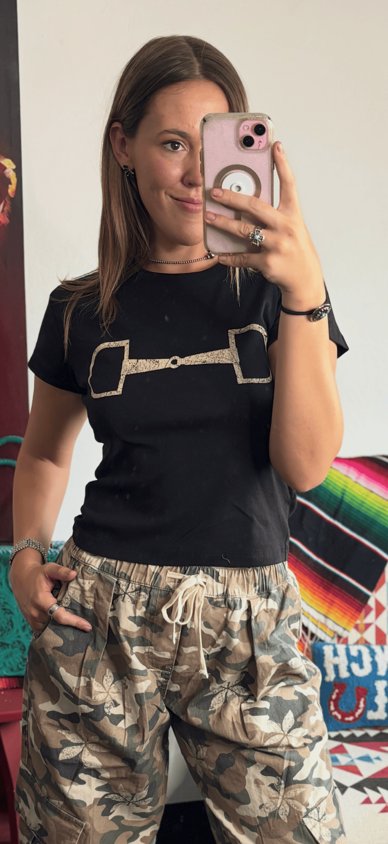 Shop Envi Me Tops and Tunics The Black Snaffle Bit Baby Tee