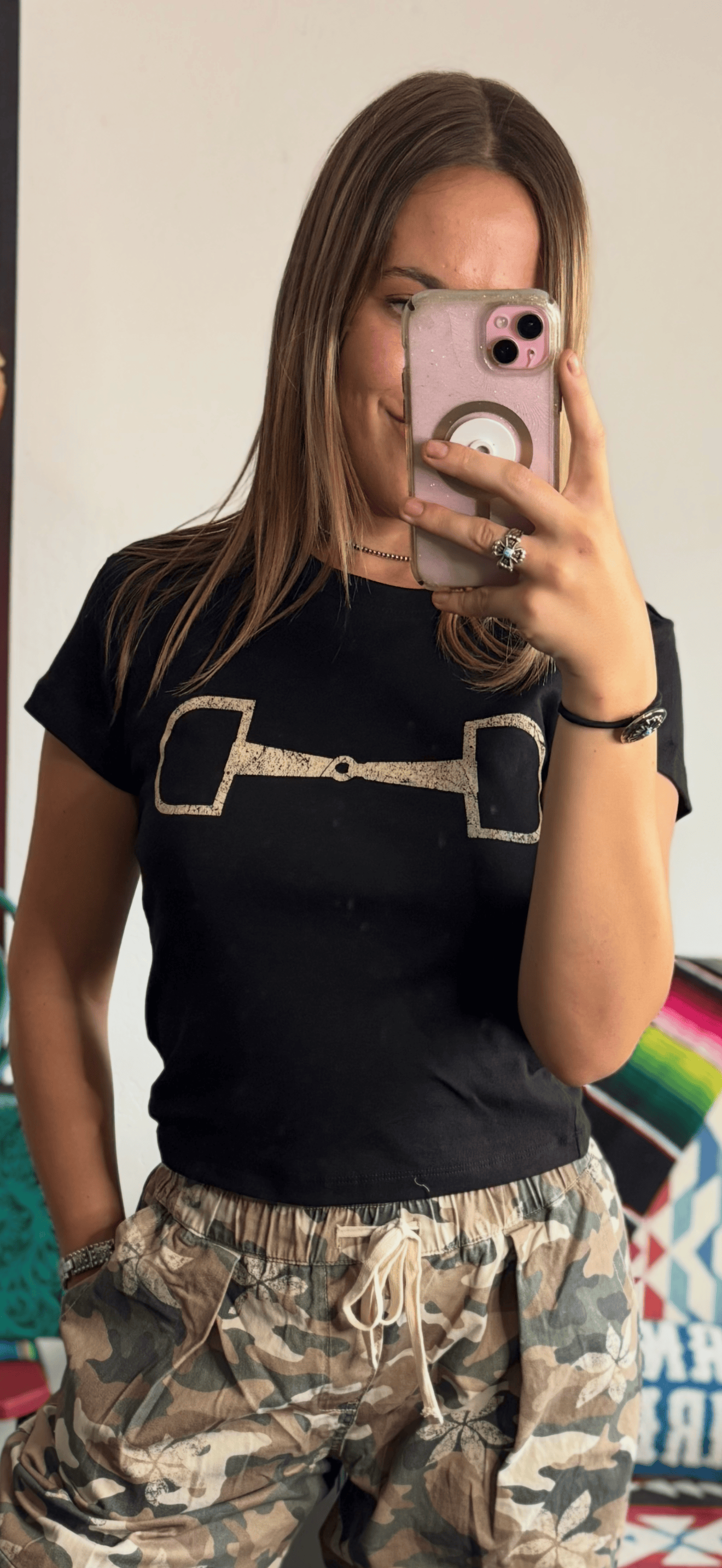 Shop Envi Me Tops and Tunics The Black Snaffle Bit Baby Tee