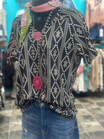 Shop Envi Me Tops and Tunics The Black & White Merida V Neck Aztec Top