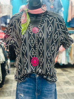 Shop Envi Me Tops and Tunics The Black & White Merida V Neck Aztec Top