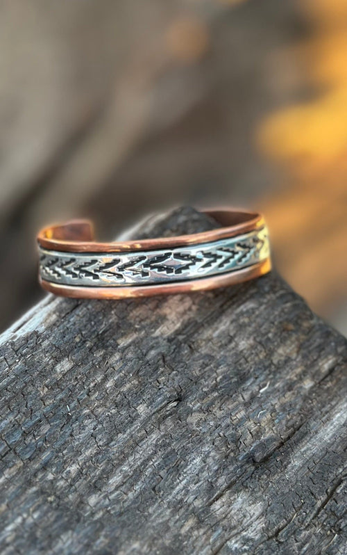 Shop Envi Me Bracelets Sterling Silver & Copper The Bluffs Copper and Sterling Silver Cuff Bracelet