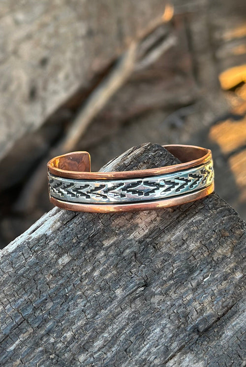 Shop Envi Me Bracelets Sterling Silver & Copper The Bluffs Copper and Sterling Silver Cuff Bracelet