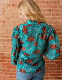 Shop Envi Me tops The Buffalo In The Flowers Button Up Chiffon Top