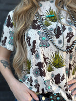 Shop Envi Me Tops and Tunics The Cactus Concho & Cow Print Top