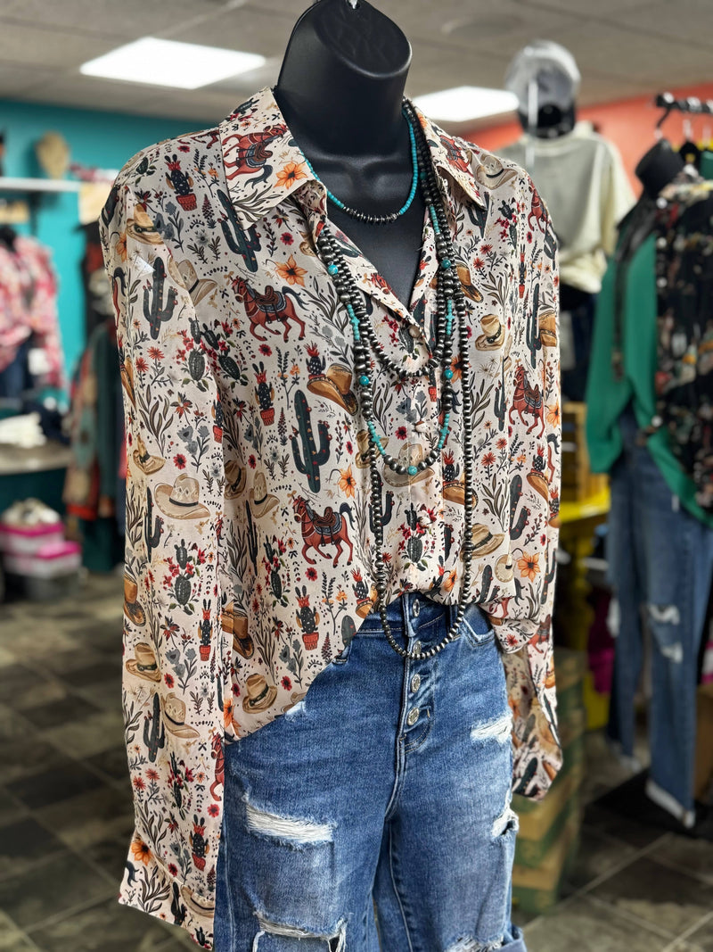 Shop Envi Me Tops and Tunics The Cactus Country Western Button Up Top