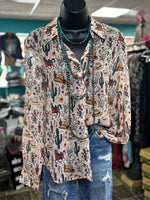 Shop Envi Me Tops and Tunics The Cactus Country Western Button Up Top