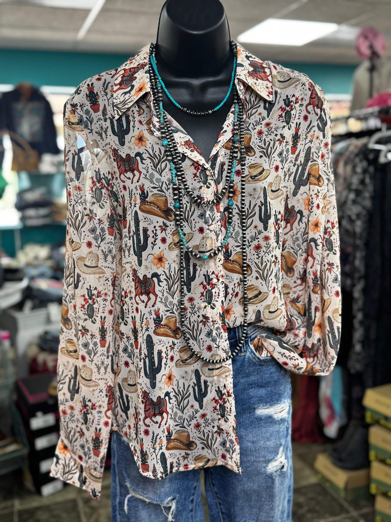 Shop Envi Me Tops and Tunics The Cactus Country Western Button Up Top