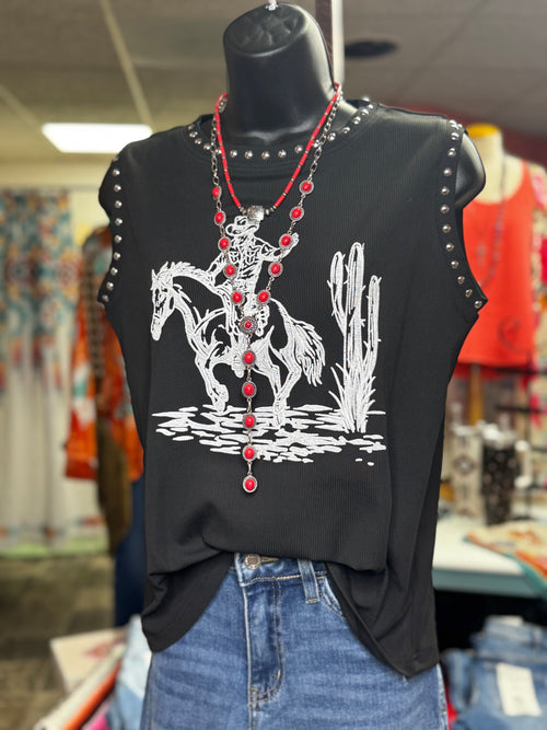 Shop Envi Me Tops and Tunics The Cactus Cowboy Zorro Studded Tank