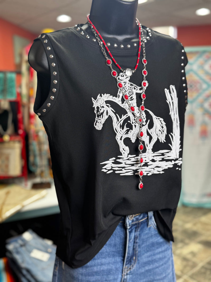 Shop Envi Me Tops and Tunics The Cactus Cowboy Zorro Studded Tank