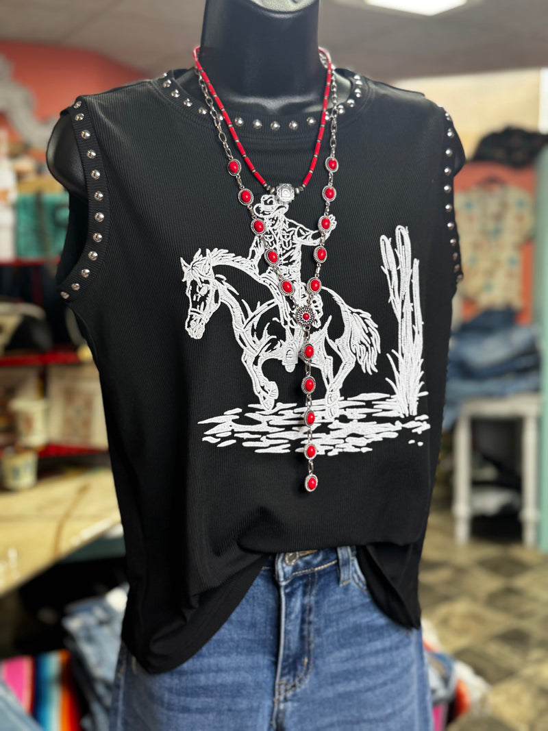 Shop Envi Me Tops and Tunics The Cactus Cowboy Zorro Studded Tank