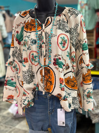Shop Envi Me It's T-shirt Kinda Day The Cactus Ranch Boho Ruffle Sleeve Top