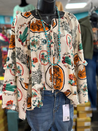 Shop Envi Me It's T-shirt Kinda Day The Cactus Ranch Boho Ruffle Sleeve Top
