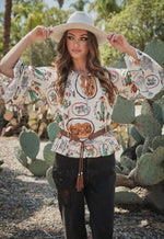 Shop Envi Me It's T-shirt Kinda Day The Cactus Ranch Fall Ruffle Sleeve Top