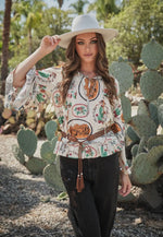 Shop Envi Me It's T-shirt Kinda Day The Cactus Ranch Fall Ruffle Sleeve Top