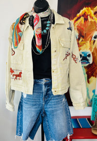 Shop Envi Me Outerwear The Call Me Western Cactus & Boots Embroidered Jacket