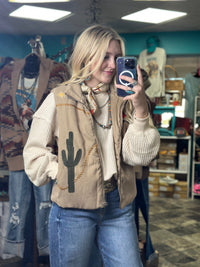 Shop Envi Me Outerwear The Call Me Western Cactus & Boots Embroidered Vest