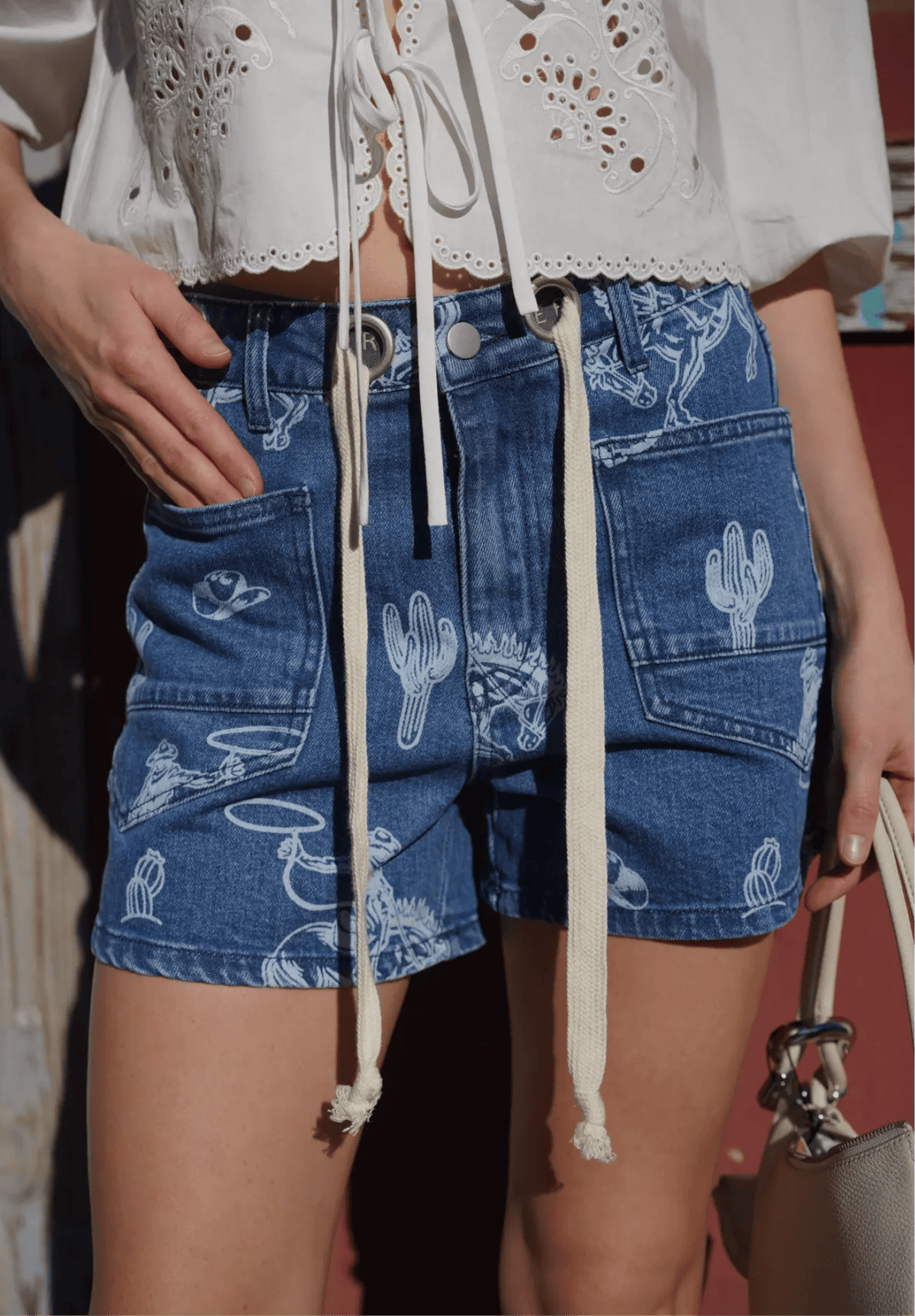 Shop Envi Me The Call Me Western Mid Rise Shorts