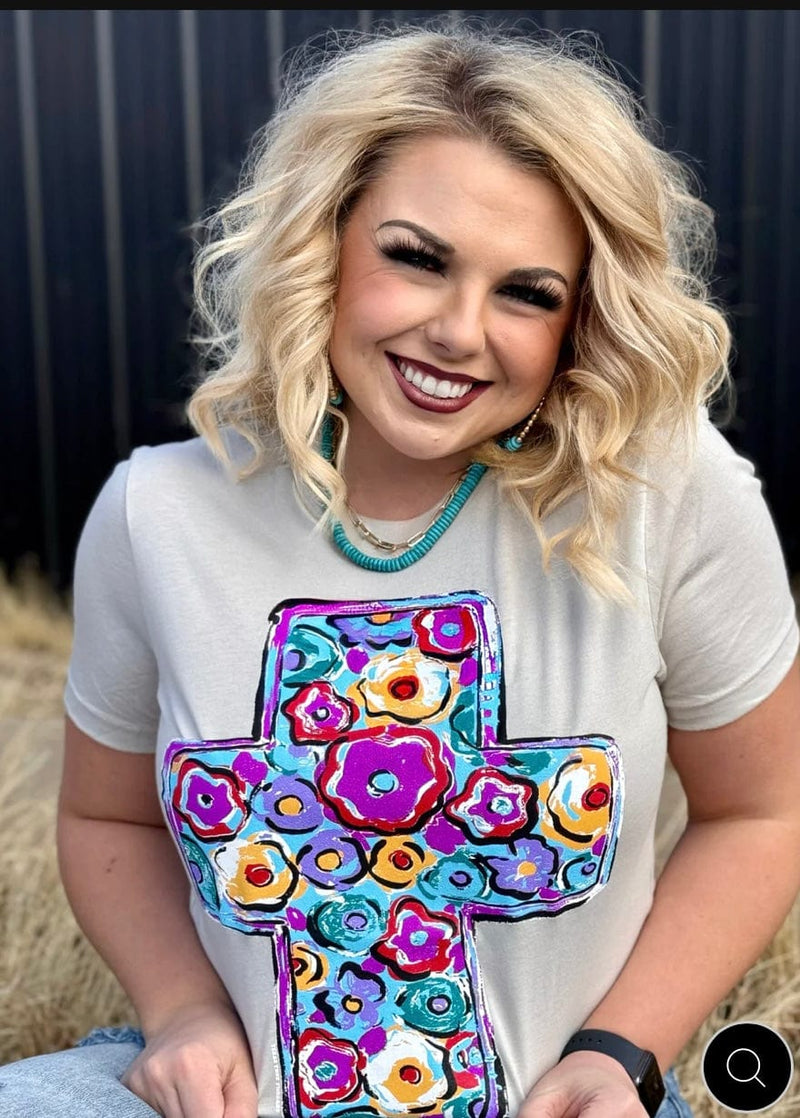 Shop Envi Me It's T-shirt Kinda Day The Callie’s Easter Floral Cross Tee