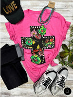 Shop Envi Me It's T-shirt Kinda Day The Callie’s Floral Cross Pink Tee
