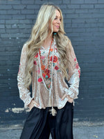 Shop Envi Me Tops and Tunics The Capistrano Embroidered Velvet Top
