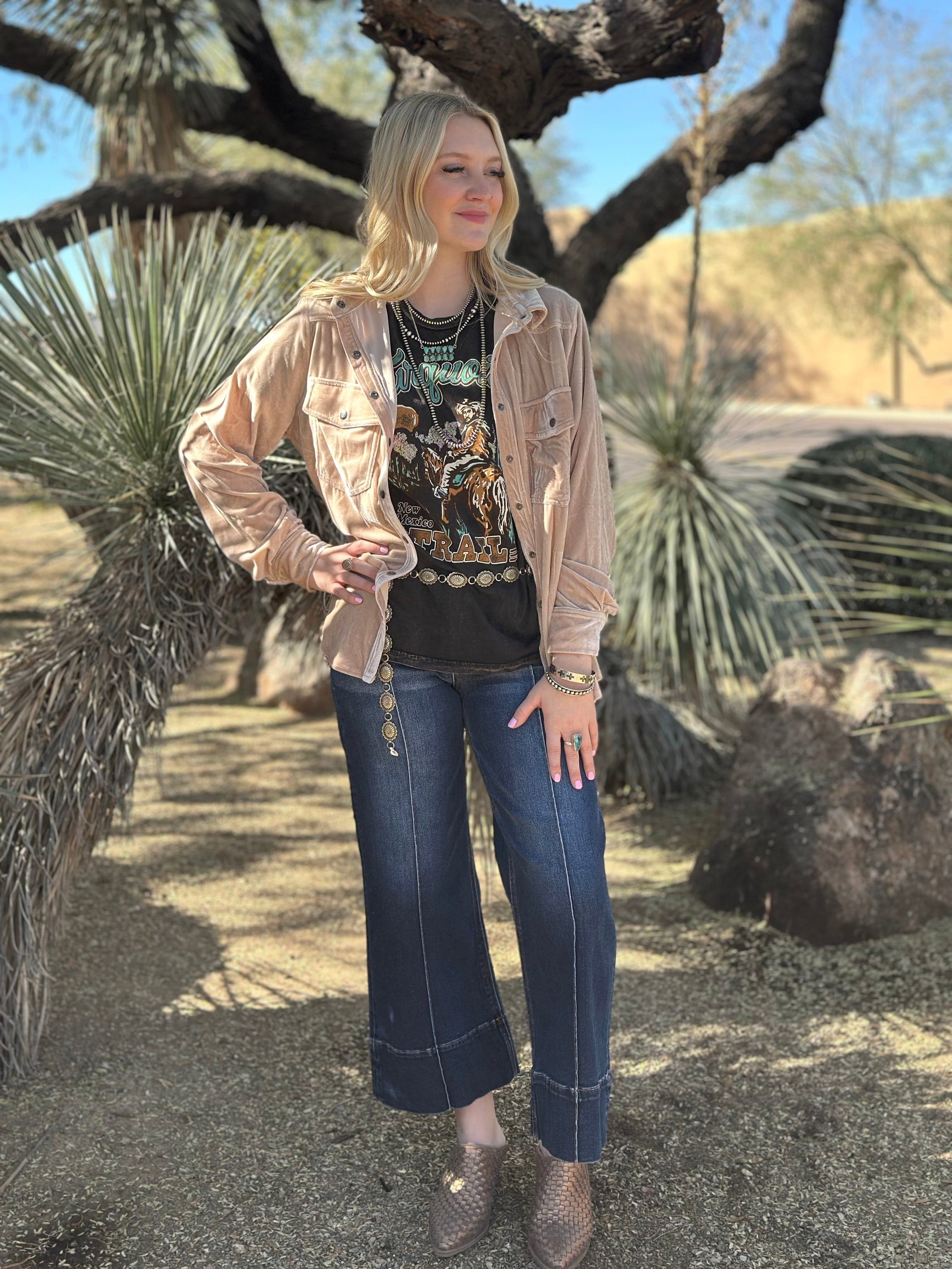 Shop Envi Me Cardigans and Kimonos The Champagne Velvet Song Of San Antone Shirt