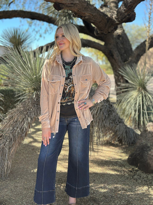 Shop Envi Me Cardigans and Kimonos The Champagne Velvet Song Of San Antone Shirt