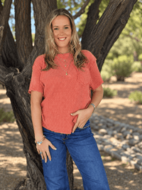 Shop Envi Me Tops and Tunics The Charcoal Desert Days Waffle Top