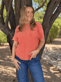 Shop Envi Me Tops and Tunics The Charcoal Desert Days Waffle Top