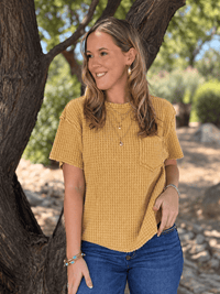 Shop Envi Me Tops and Tunics The Charcoal Desert Days Waffle Top