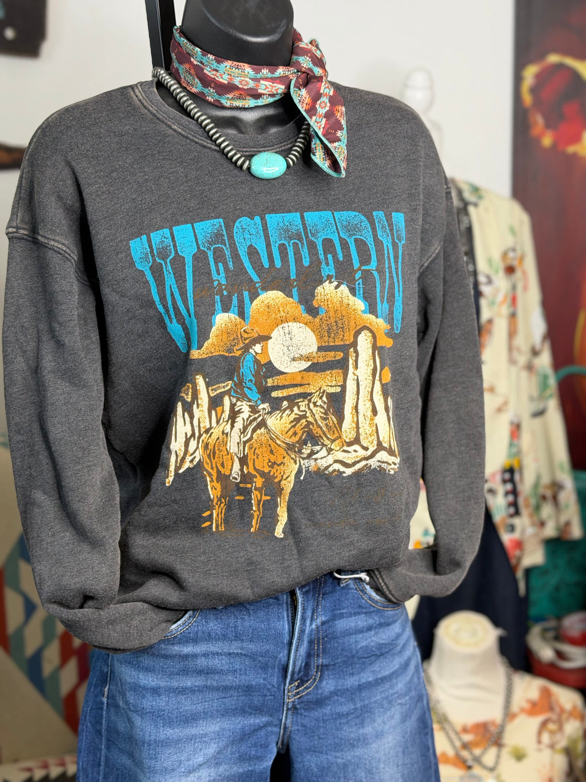 Shop Envi Me The Charcoal Western Wanderer Sweatshirt