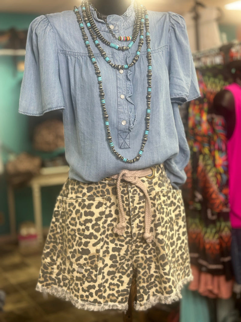 Shop Envi Me The Cheetah Cargo Pocket Drawstring Shorts